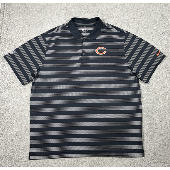 Chicago Bears Shirt Mens 2XL Stripe Nike On Field Dri Fit Short Sleeve Polo - Picture 1 of 8